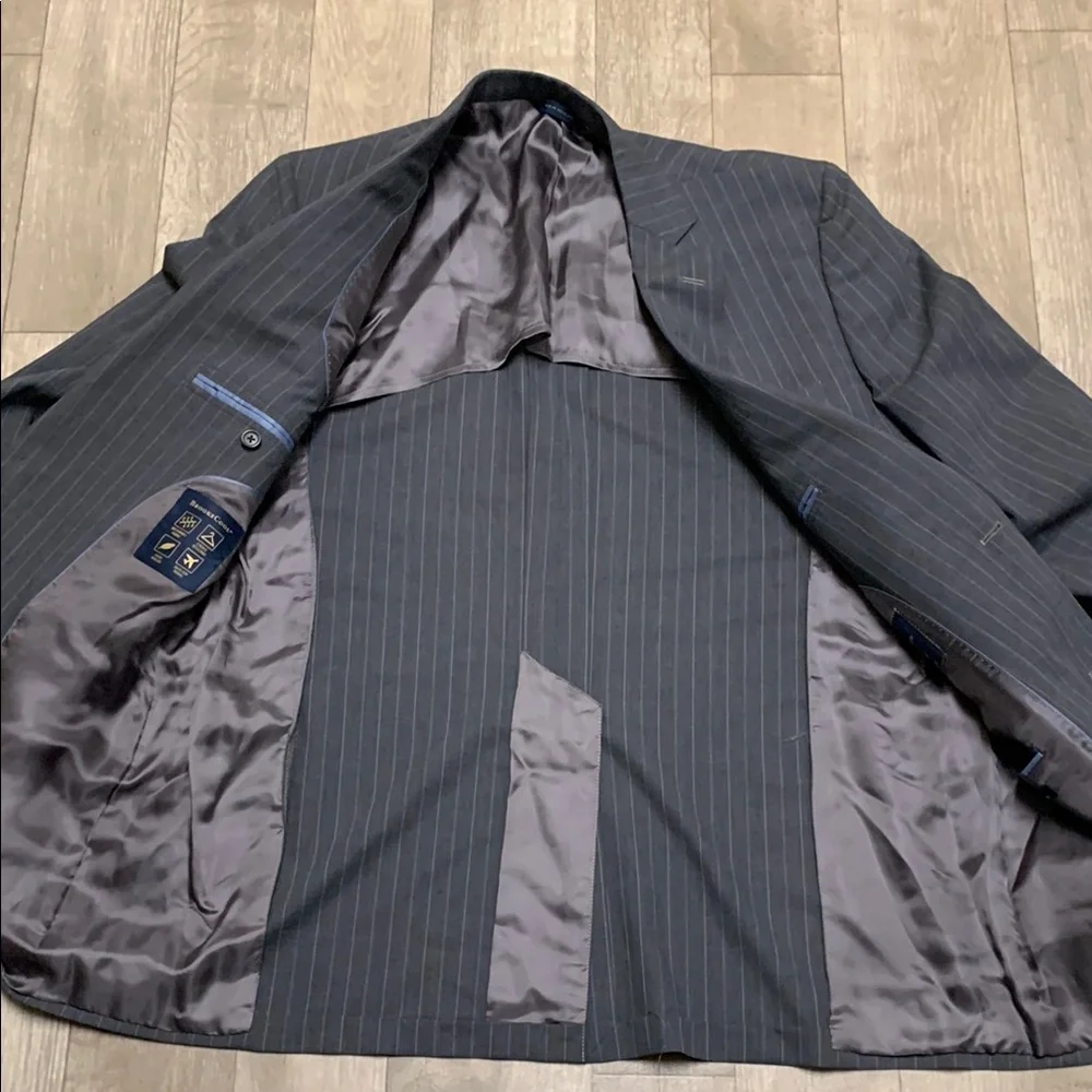 Mens Brooks Brothers Cool Fitzgerald Wool Blend 2 Button Pin Stripe Black Jacket
